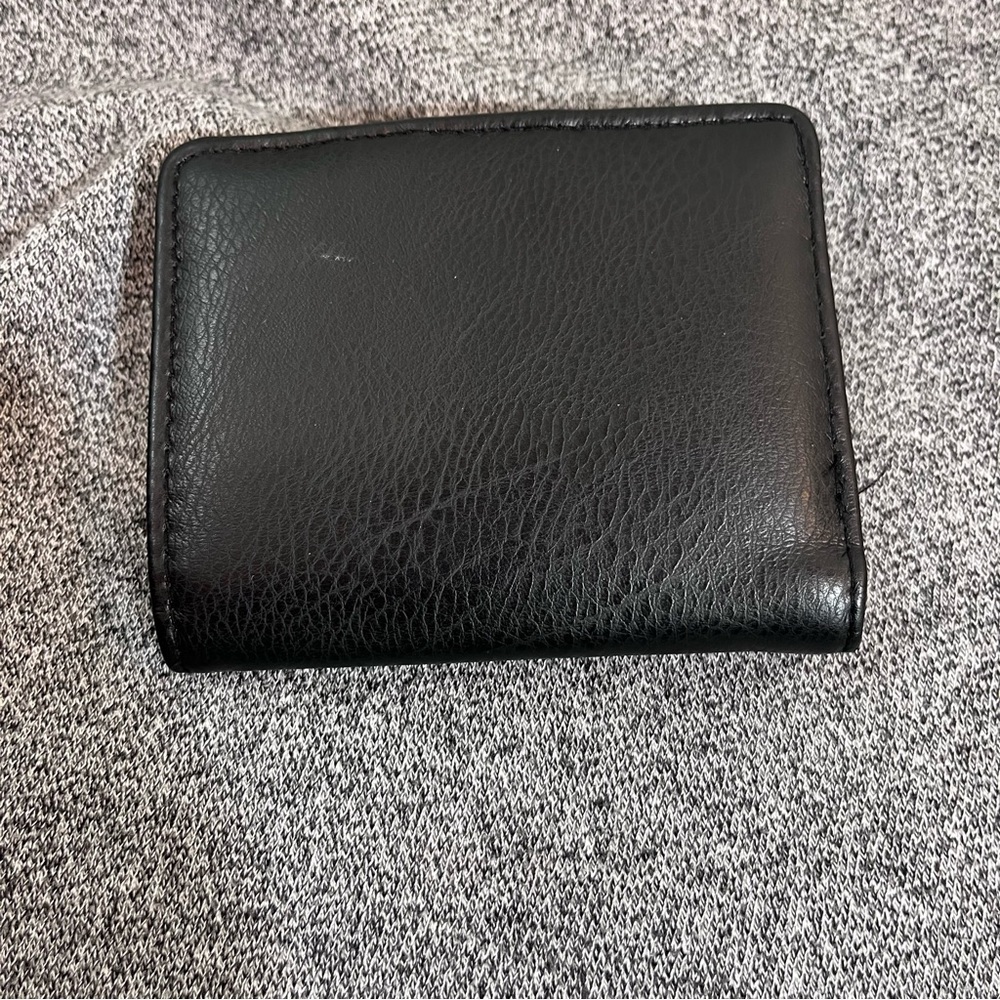 Unisex Black Bi-fold Wallet Faux Leather coin Purse multiple Card Holders + ID - Picture 7 of 15